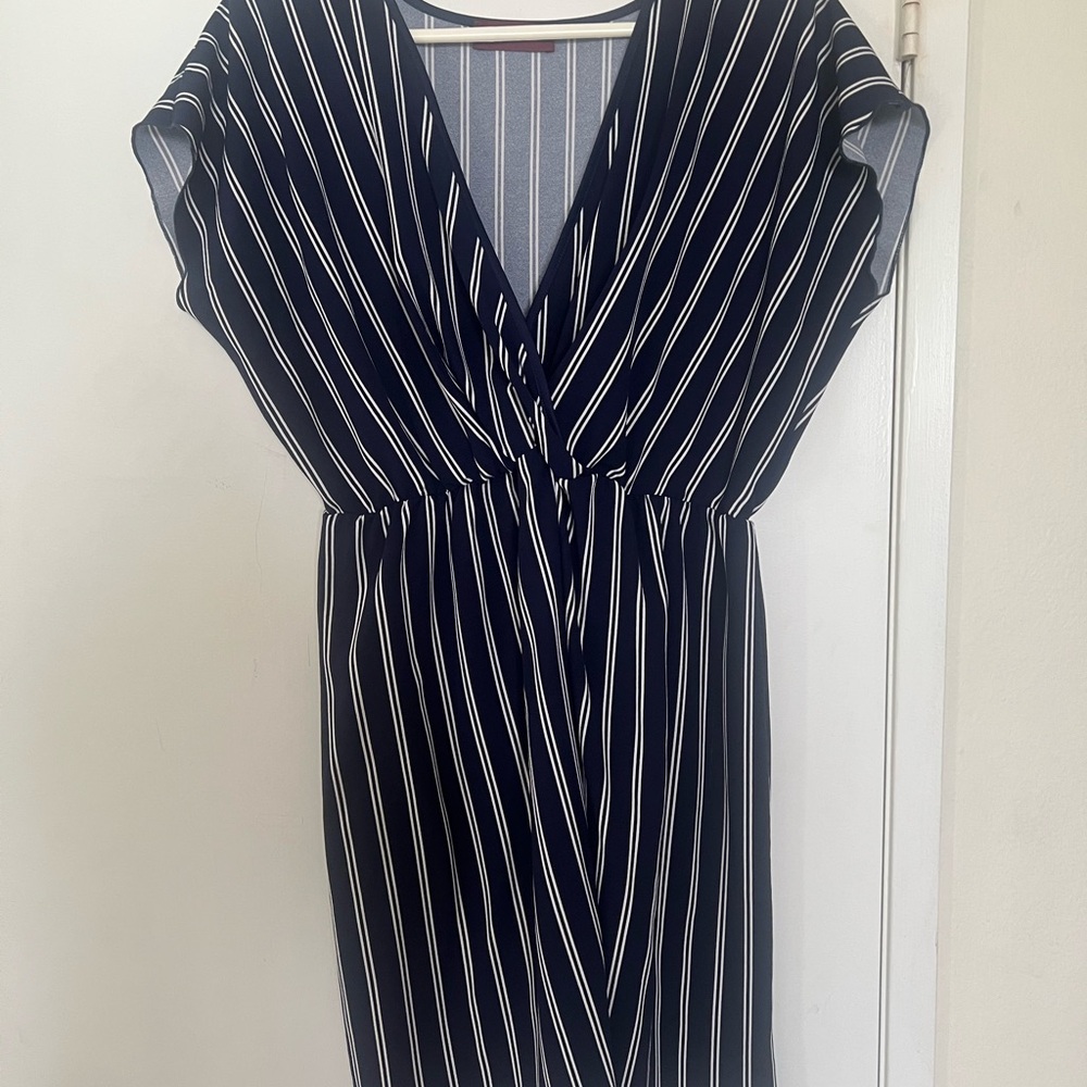 Elegant Navy Striped Dress